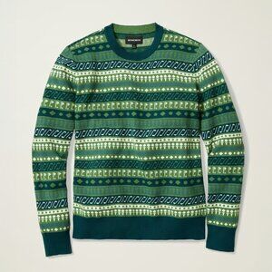 NWT $139 BONOBOS Green Golf Cotton Cashmere Crewneck Fair Isle Sweater Gift MED